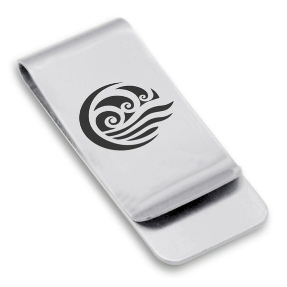 Stainless Steel Water Element Classic Slim Money Clip Credit Card Holder