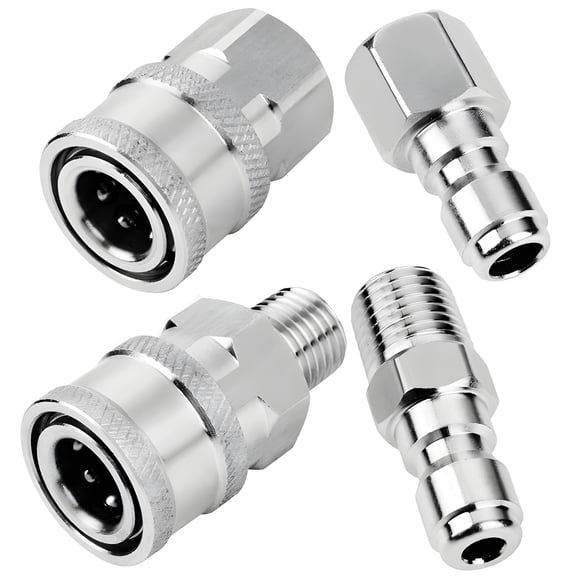 Stainless Steel Water Gun Connector Kit, 1/4 NPT Male and Female Quick Connect Fittings, High Pressure Coupler Kit for Pressure Washers and Pneumatic Tools