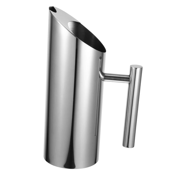Stainless Steel Water Pitcher,1.0L Modern Metal Pitcher with Ice Guard, Silver Carafe Drink Pitcher with Handle, Beverage Container for Iced/Hot Tea, Juice, Coffee, Milk