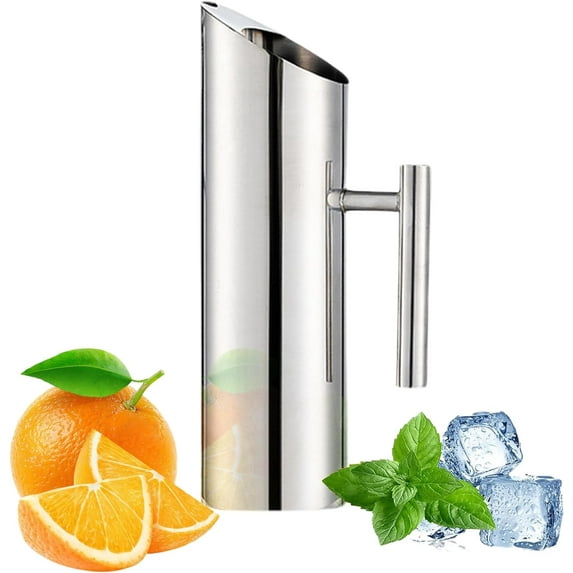 Stainless Steel Water Pitcher Jug:Cold Brew Pitcher with Lid and Spout,Iced Tea Pitcher for Drinking,Drink Pitcher for Beer Coffee Fruit Tea (1.5L/50oz)
