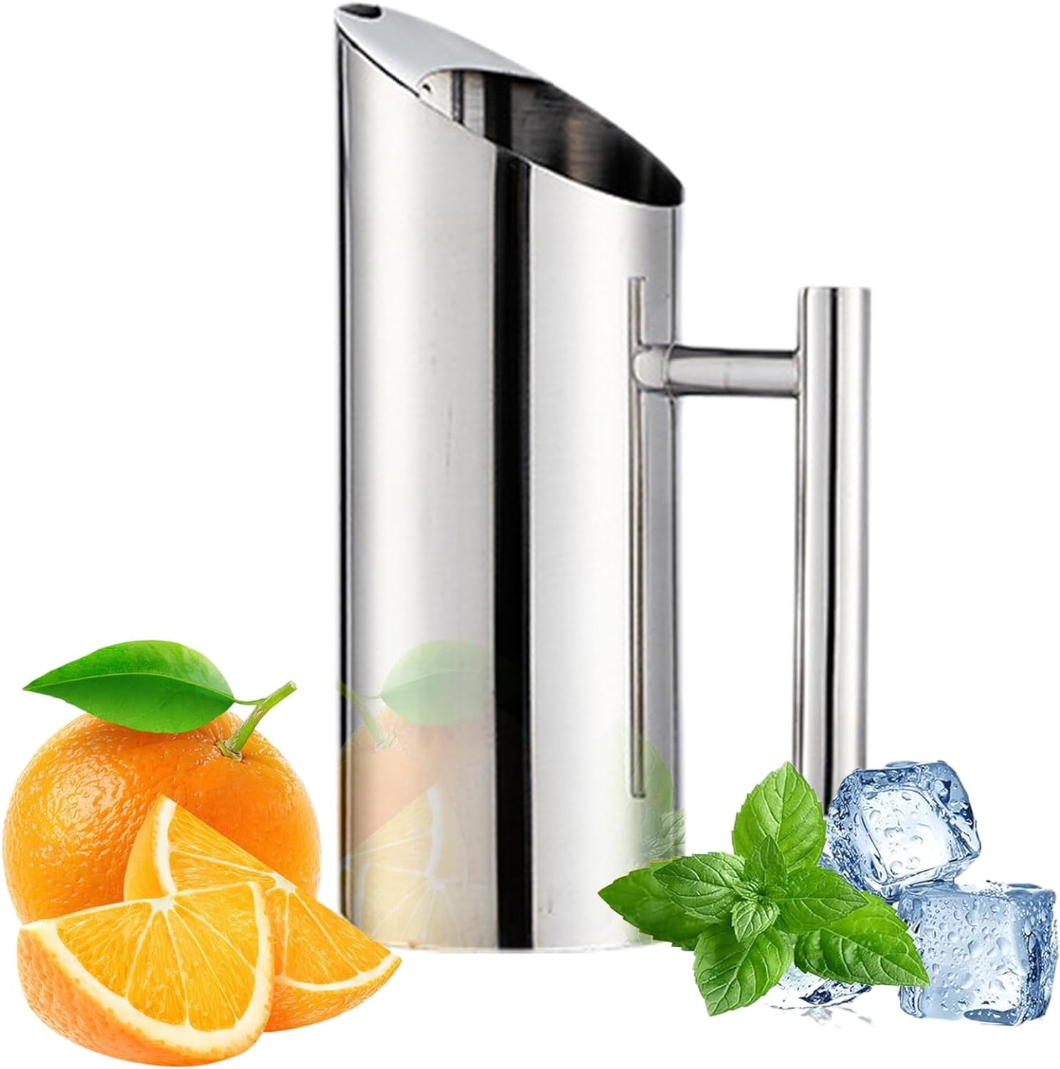 Stainless Steel Water Pitcher Jug:Cold Brew Pitcher with Lid and Spout,Iced Tea Pitcher for Drinking,Drink Pitcher for Beer Coffee Fruit Tea (1L/35oz)