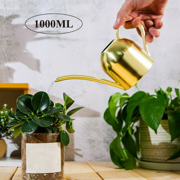 Stainless Steel Watering Can with Long Spout | 500ml & 1000ml Capacity Options | Indoor & Outdoor Plant Watering Can | Brushed Metal Finish in Gold, Black, Rose