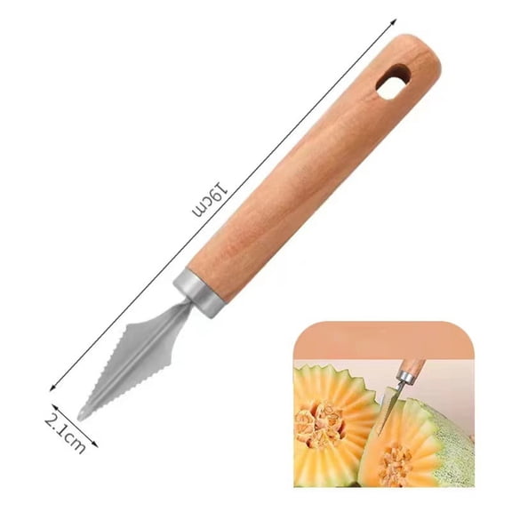 Stainless Steel Watermelon Carving Knife Set – 2-in-1 Slicer & Fork with Decorative Edge for Fruit Platter & Party Serving