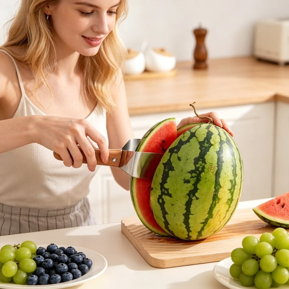 Stainless Steel Watermelon Chunk Cutter Knife,Square Cube Slicer Tool for Watermelon and Melon into Bite Sized Pieces,Sharp Blade
