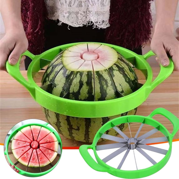 Stainless Steel Watermelon Cutter Slicer - 12 Even Slices, 23.5cm Diameter, Ergonomic Handle - Food Grade Melon Slicer for Home, Parties, Camping - Multipurpose for Fruits, Bread, Pizza