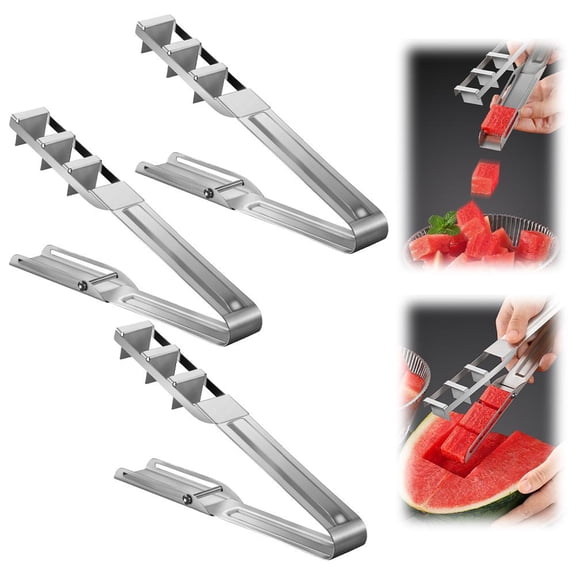 Stainless Steel Watermelon Cutter Slicer Tool, Watermelon Cube Cutters, slicing, dicing and clamping 3-in-1 Fruit Dicer Cubic Cutter for Quick Cube Prep Kitchen Gadget
