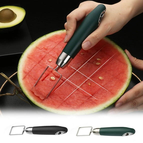 Stainless Steel Watermelon Cutter Tool | Easy Push & Cut Watermelon Slicer | Ergonomic Plastic Handle | Diced Fruit Cutter for Family & Parties | Includes 1 Piece