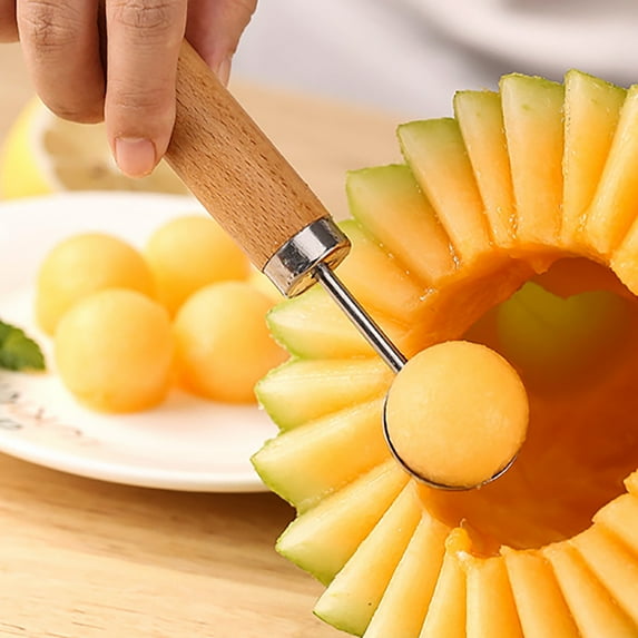 Stainless Steel Watermelon Cutter Efficient Fruit Slicer Tool with Integrated Carving Spoon for Home Kitchen Use and Outdoor Activities