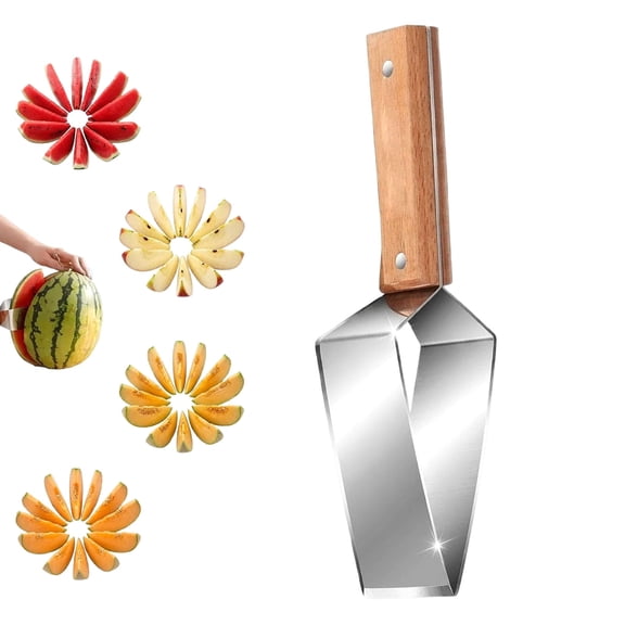 Stainless Steel Watermelon Slicer – 2026 New Triangle Cutter with Wooden Handle, for Melons & Apples, （1PC）