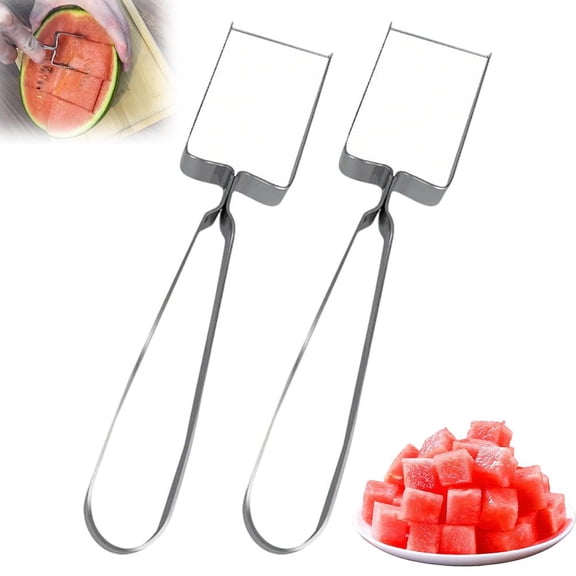 Stainless Steel Watermelon Slicer, 2026 Upgraded Square Fruit Cutter for Quick Cubing, Portable Slicer Handheld Tool for Mango Pitaya, Kitchen Gadget for Camping Picnics Home Party