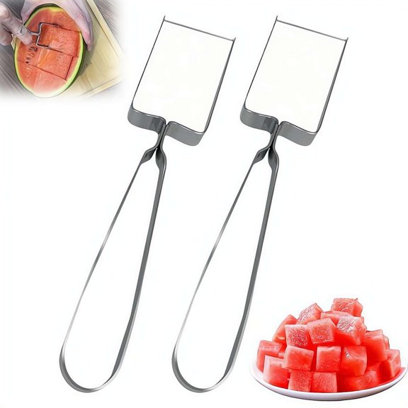 Stainless Steel Watermelon Slicer, 2026 Upgraded Square Fruit Cutter for Quick Cubing, Portable Slicer Handheld Tool for Mango Pitaya, Kitchen Gadget for Camping Picnics Home Party