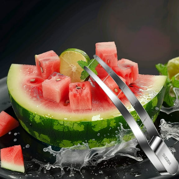 Stainless Steel Watermelon Slicer and Fruit Divider Tool, Durable Kitchen Gadget for Effortless Cubing, Perfect for Summer BBQs, Picnics, and Family Gatherings