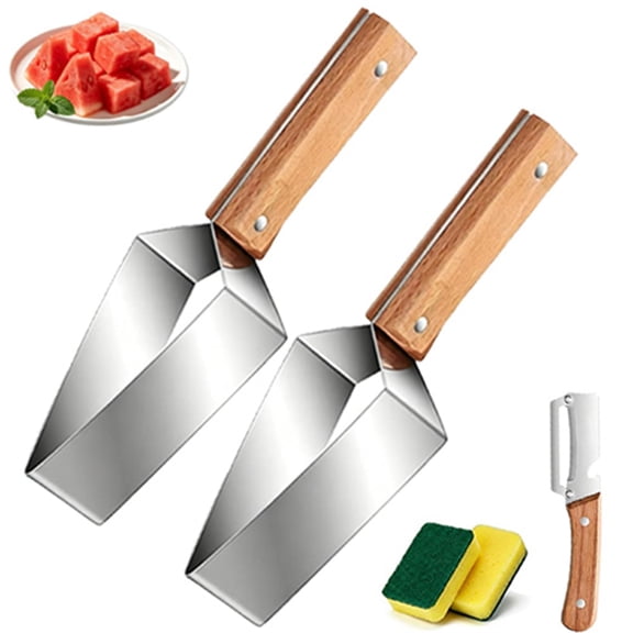 Stainless Steel Watermelon Slicer, Large Triangle Melon Cutter & Quick Fruit Divider Tool, Easy Summer Watermelon Cutting for Kitchen & Outdoor Use