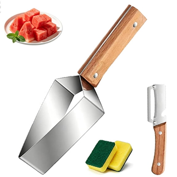 Stainless Steel Watermelon Slicer, Large Triangle Melon Cutter & Quick Fruit Divider Tool, Easy Summer Watermelon Cutting for Kitchen & Outdoor Use