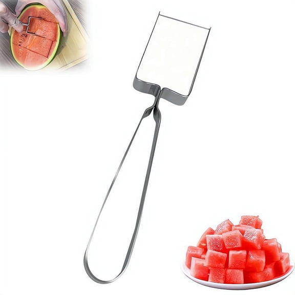 Stainless Steel Watermelon Slicer,Square Fruit Cutter Watermelon Mango Pitaya Cutter Slicer Tool,Handheld Quickly Cut Tool for Camping Picnics Home Party Kitchen Gadget,Cut Cubes Fast