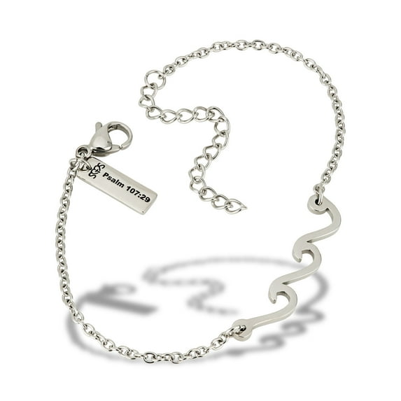 Stainless Steel Wave Bracelet - Psalm 107:29 by Shields of Strength