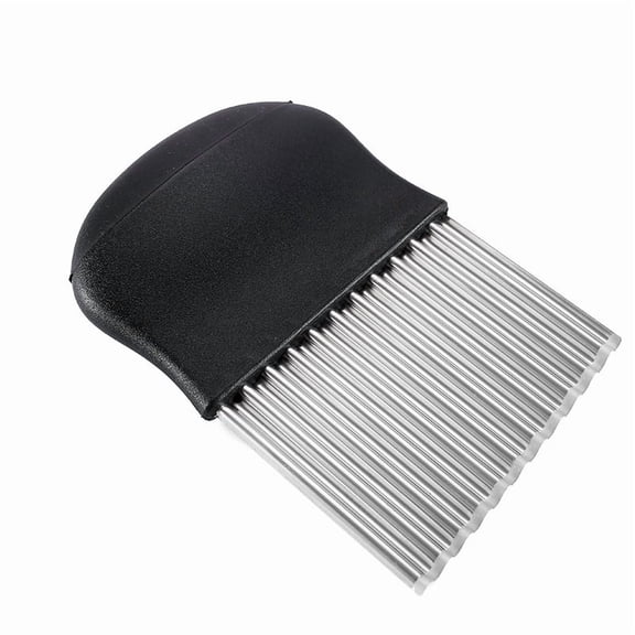 Stainless Steel Wave Knife and Crinkle Cutter, Heavy-Duty Vegetable Slicer for Crinkle Cut Fries and Waffle Chips, Professional Potato and Veggie Garnishing Tool, Matte Midnight Black