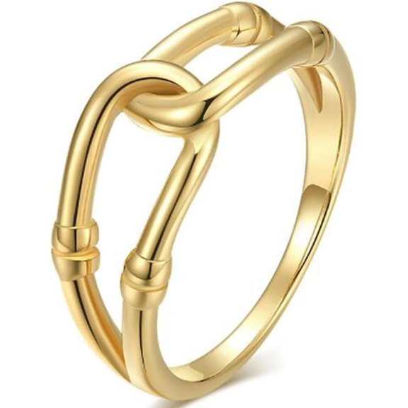 Stainless Steel Wave Knotted Chain Infinity Classic Plain Promise Statement Anniversary Ring