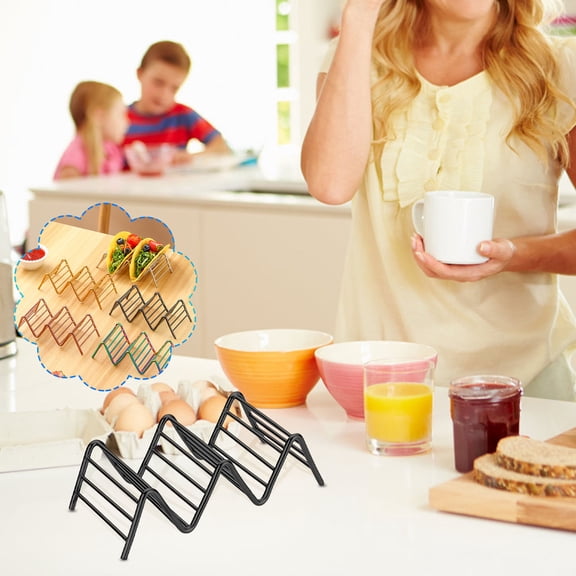 Stainless Steel Wavy Taco Holder - Set of Durable Shell Supports for Easy Taco Night