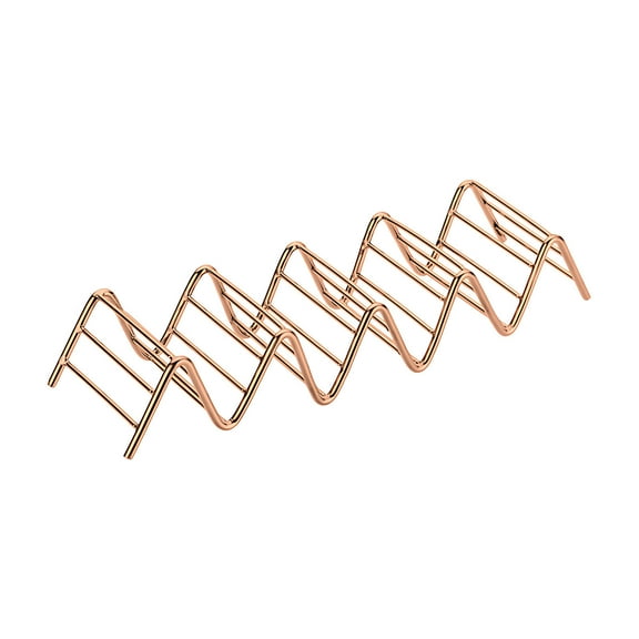 Stainless Steel Wavy Taco Holder Stand Rack For 4 To 5 Shells Rustproof Kitchen Serving Tray Oven Safe Dinner Accessory Rose Gold