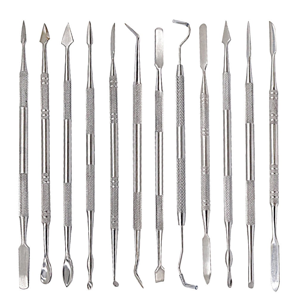 Stainless Steel Wax Carvers Set, Polymer Pottery Clay Spatula Carving Tool for Modeling, Sculpting and Shaping, Set of 12