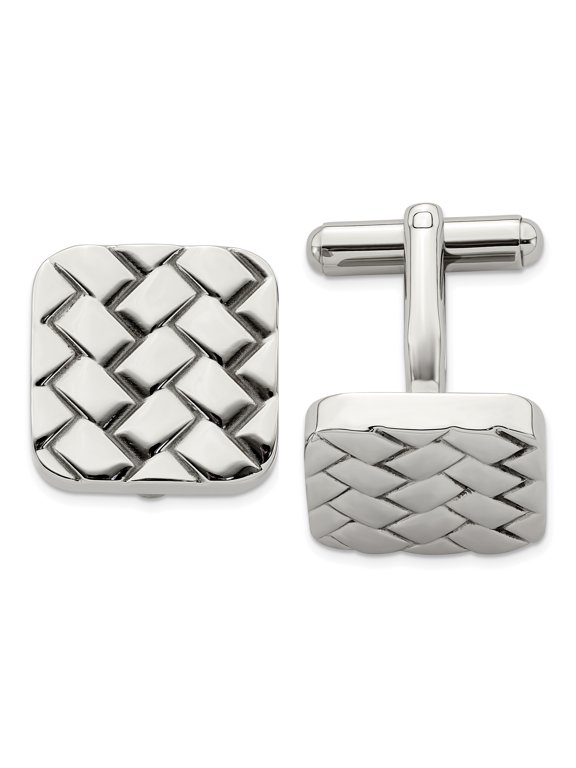 Stainless Steel Weave Design Cuff Links