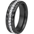 thumbnail image 1 of Stainless Steel Wedding Bands with Cubic Zirconia Ring for Men Women, Cushion‑Cut Statement Ring Size 6-11, 1 of 5