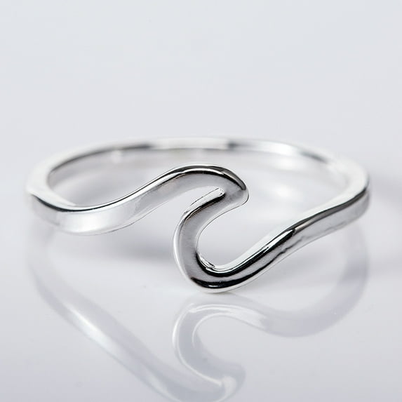 Stainless Steel Wedding Rings for Women Silver/Gold/Rose Gold Thin Wave Ring Stackable Engagement Ring