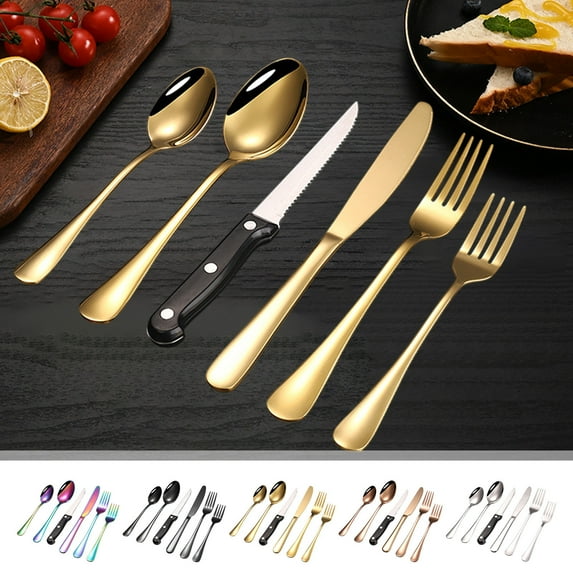 Stainless Steel Western Cutlery Dinner Spoon Hotel Steak Knife Household Knife Fork Spoon Fork Cutlery, Sharp Edge, Durable Handle, Elegant Design, Modern Style, Home Use, Dining TOPLIU