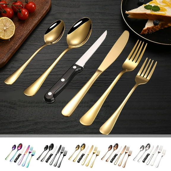 Stainless Steel Western Cutlery Dinner Spoon Hotel Steak Knife Household Knife Fork Spoon Fork Cutlery, Sharp Edge, Durable Handle, Elegant Design, Modern Style, Home Use, Dining TOPLIU