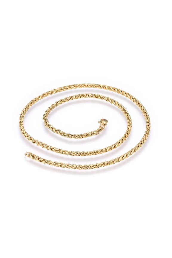 Stainless Steel Wheat Chain Necklaces Lobster Gold 17.7" 19.7" 45Cm 3Mm Z454