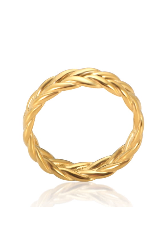 Women's Wheat Ear Ring Stainless Steel Statement Ring 18K Gold Plated Band Ring Cool Ring Fashion Jewelry Gift for Her Size 6 7 and 8