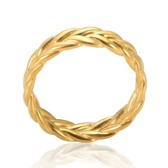 Women's Wheat Ear Ring Stainless Steel Statement Ring 18K Gold Plated Band Ring Cool Ring Fashion Jewelry Gift for Her Size 6 7 and 8