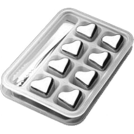Stainless Steel Whisky Stones Metal Ice Cube Reusable Chilling Rocks Cooling for Scotch Whisky Wine Gin Tonic Drinks Party Men Women(Size:8 Pieces,Color:Heart-Shaped)