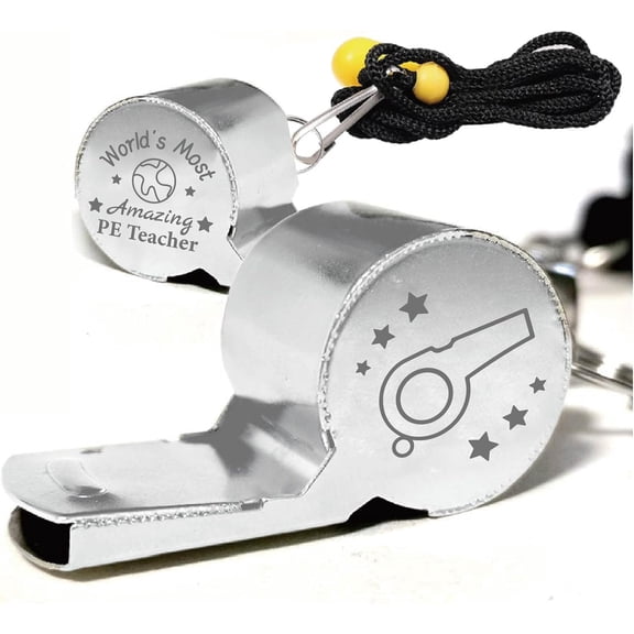 Stainless Steel Whistle Sports Whistles with Lanyard Loud Crisp Sound Whistles Laser-engraved Whistle Outdoor Activities Referees Gift for PE Teacher Coach Teacher's Day Birthday 2x0.8 Inch for diy