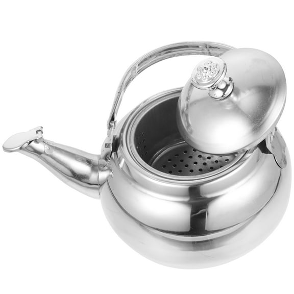 Stainless Steel Tea Pot with Infuser, Whistling Stovetop Kettle, Induction Compatible Water Boiler, Fast Boiling 14cm