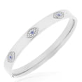 thumbnail image 1 of Stainless Steel White Blue CZ Evil Eye Protection Bangle Bracelet, 7.5", 1 of 3
