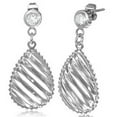 thumbnail image 1 of Stainless Steel White CZ Classic Stud Dangle Drop Womens Earrings, 1 of 2
