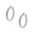 thumbnail image 1 of Stainless Steel White Clear CZ Classic Round Hoops Earrings, 1.00", 1 of 3