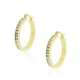 thumbnail image 1 of Stainless Steel White Clear CZ Classic Round Hoops Earrings, 1.00", 1 of 3