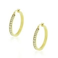 thumbnail image 1 of Stainless Steel White Clear CZ Classic Round Hoops Earrings, 1.25", 1 of 3