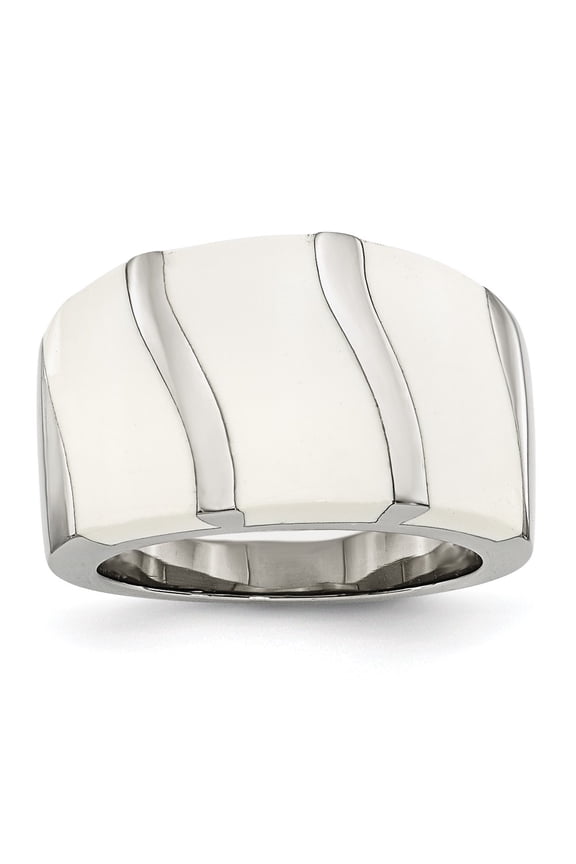 Stainless Steel White Enamel Ring