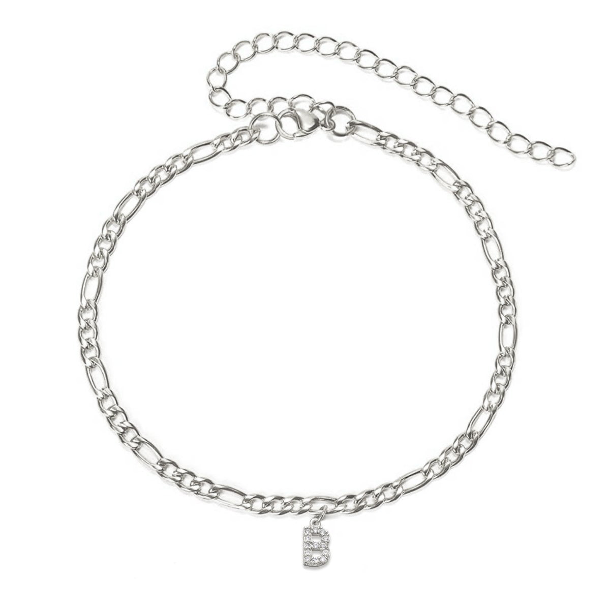 White gold initial anklet deals