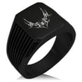 thumbnail image 1 of Stainless Steel Wicked Black Widow Needle Stripe Pattern Biker Style Polished Ring, 1 of 1