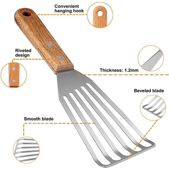 Stainless Steel Wide Thin Kitchen Fish Spatula   Lightweight and Durable Slotted Spatula   Beveled Edged Design Cooking Spatula   Spatulas for Cooking