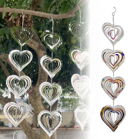 Stainless Steel Wind Chime with Elegant Circular Heart Spiral Design Outdoor Hanging Ornament for Garden Patio Bird and Relaxing Wind Sounds