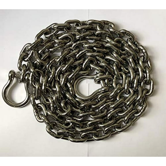 Stainless Steel Windlass Anchor Chain 316 10mm (3/8") DIN766 by 20' with Shackles