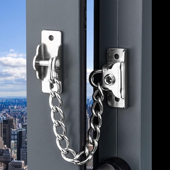 Stainless Steel Window Chain Lock,Sliding Limiter Lock Guard Door Restrictor Child Window Safety Security Chain Lockfor Flat Open Windows Anti Theft Home Hardware Opening Restrictor Lock