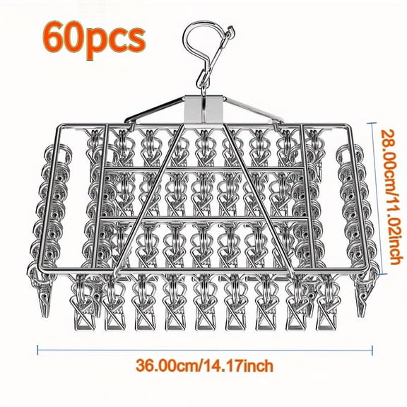 Stainless Steel Windproof Hanging Drying Rack, Heavy Duty, 60/40 Clips, Multifunctional Clothes Drying Rack for Home and Shop Use, Drying Racks