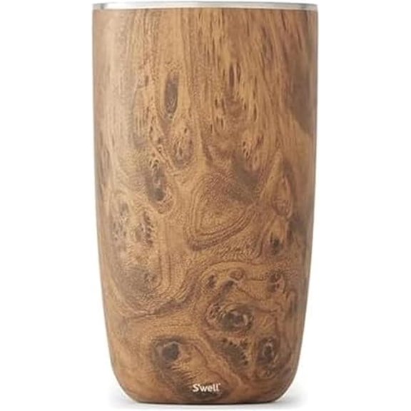 Stainless Steel Wine Chiller, Holds 750ml Bottle, Teakwood, Triple Layered Vacuum Insulated Container Keeps Bottles Chilled for Lonr, BPA Free Barware